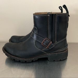 Clarks Black Leather Chilton Moto Boots